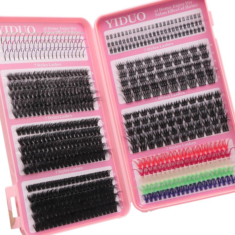 Fluffy False Eyelashes Kit, 1 Set Mixed Length Individual False Eyelashes with Eyelash Extension Glue & Tweezers & Brush & Eyelash Remover, Eye Makeup Accessories, Christmas Gift