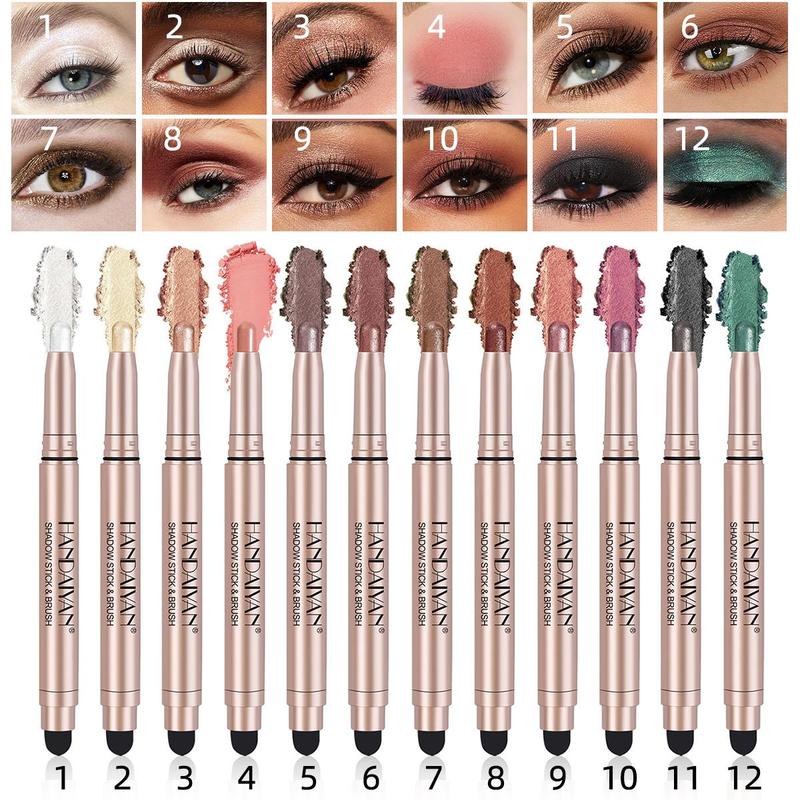 Long Lasting Eyeshadow Pen, 12pcs set Shimmering & Matte Double-ended  Eyeshadow Pen for Women & Girls, Easy to Apply for Eye Makeup, Christmas Gift