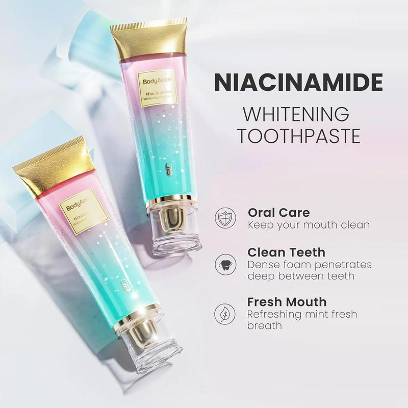 BodyAccel Niacinamide Probiotics Toothpaste Stain Removal  Natural, Fresh Breath Mint Oral Gentle Niacinamide Whitening-BLACK FRIDAY