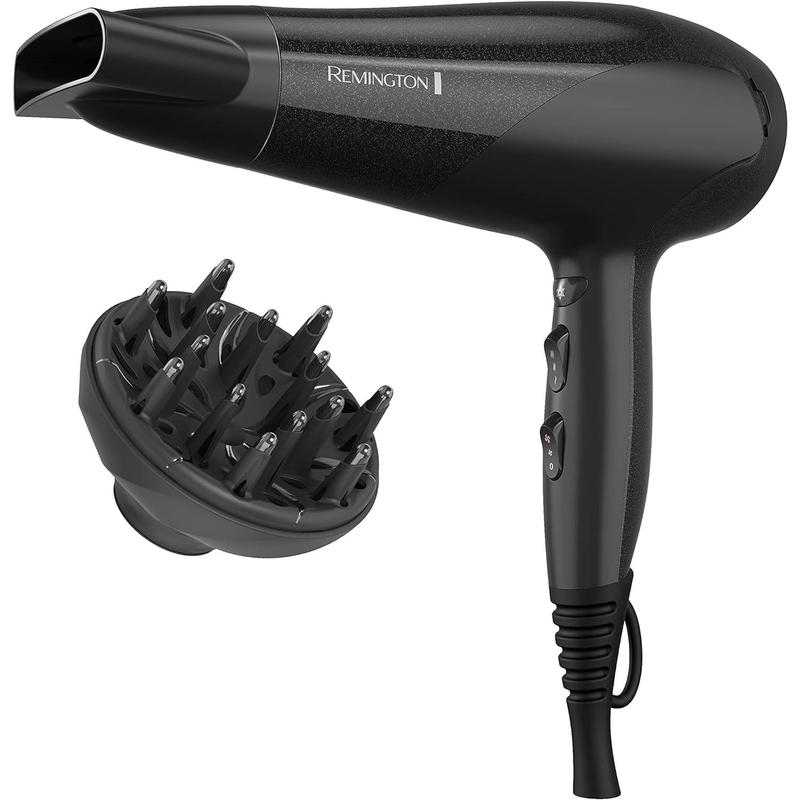 Hair Dryer, with Ceramic Ionic Tourmaline Technology, Black, Diffuser and Concentrator, 3-Piece Durable