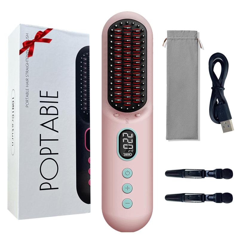 Cordless Straightener Comb with Negative Ions Technology, 9600mah Protable Electric Straightering Brush, Anti-scald,comfort Hair Styling Tool for Home & Travel, Christmas Gifts, Comb Straightener, Portable Straightener