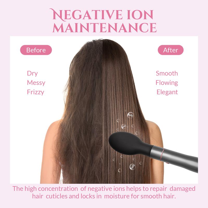 5 in 1 Hair Dryer Brush Blow Dryer Brush Set, Hot Air Styler with Multiple Lengths Suitable for Variable Needs for Hair Curling, 3 Temperature and Wind Settings, Travel Bag