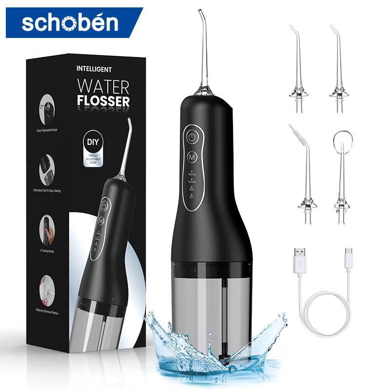 Portable Water Flosser, 1 Box Rechargeable Oral Irrigator with Replacement Heads, Waterproof Oral Care Electric Teeth Cleaner for Home & Travel, Teeth Cleaning, Christmas, Christmas Gift