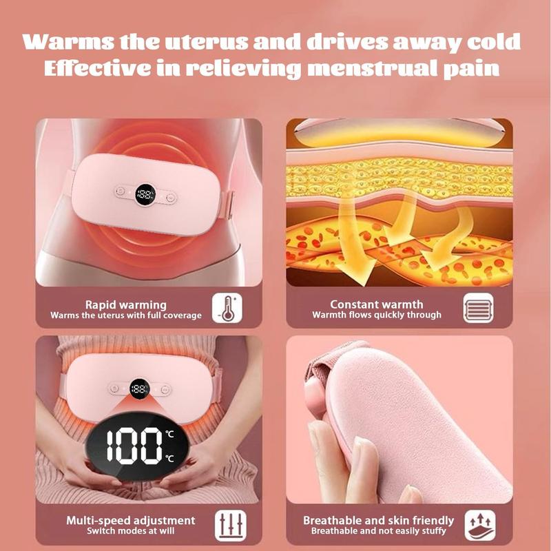 Heating Pad for Period Cramps, Portable Menstrual Cordless Electric Heated Pads for Pain Relief with Massager Rechargeable Heating Pad Birthday Gifts for Mom Women Girlfriend Pink