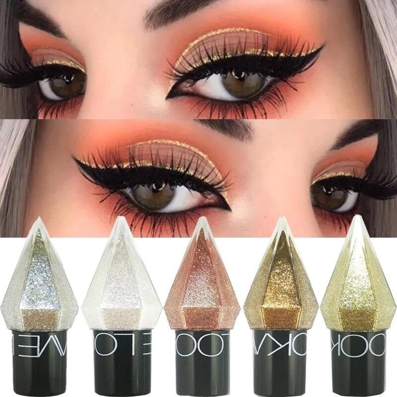 Shiny Eye Liners Pigment Silver Rose Gold Color Liquid Glitter eyeshadow Professional Eyeliner Beauty Cosmetics Makeup for Women Lipliner