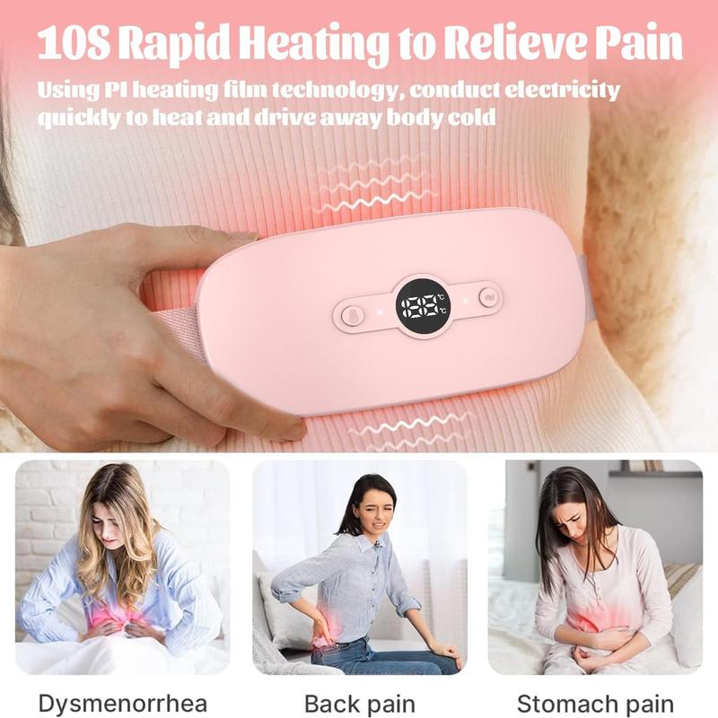 Heating Pad for Period Cramps, Portable Menstrual Cordless Electric Heated Pads for Pain Relief with Massager Rechargeable Heating Pad Birthday Gifts for Mom Women Girlfriend Pink