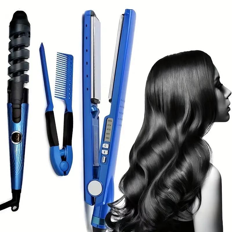 Hair Straightener & Curler Set, 3 Counts Hair Styling Tool Set, Multifunctional Hair Styling Tools For Salon & Home Use