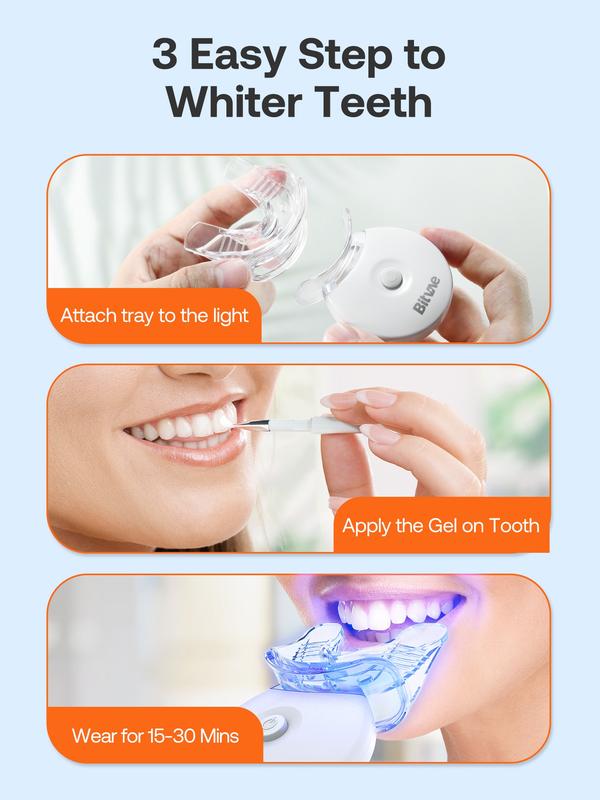 Bitvae L09 Teeth Whitening Kit with 5x LED Light, 22% CP, Teeth Whitening Light with 4 Carbamide Peroxide Teeth Whitening Gel for Sensitive Teeth, Non-Sensitive Fast Teeth Whitener, Enamel Safe and Gentle, Effective, Travel-Friendly, Easy to Use