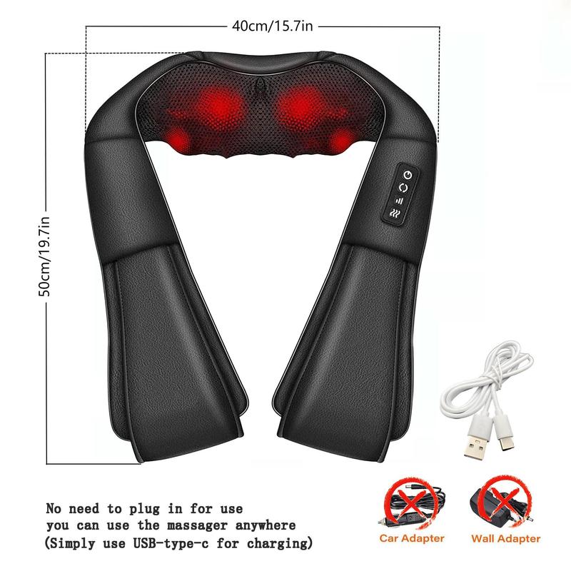 Cordless Neck & Shoulder Massager, 1 Box Electric Back Massager with Heat, Deep Tissue Muscle Massager for Neck, Back, Shoulder, Waist, Leg, Foot, Blind Massager for Christmas Gift, Winter & New Year Gift, Stocking Fillers