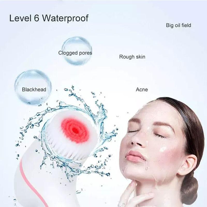 3 in 1 Electric Facial Cleanser, Rechargeable Household Multifunctional Waterproof Massage Beauty Instrument, Portable Facial Cleanser for Women