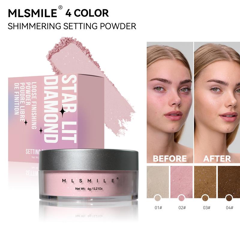 Mlsmile Pearlescent Face Powder Repair Finishing Powder Dense Light Mist Oil Control Concealer Waterproof Matte Finishing Powder