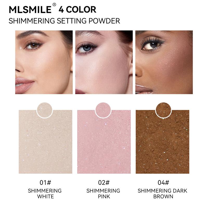 Mlsmile Pearlescent Face Powder Repair Finishing Powder Dense Light Mist Oil Control Concealer Waterproof Matte Finishing Powder