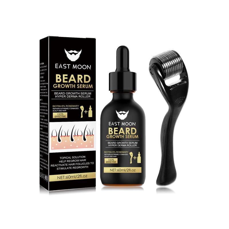 East Moon Beard Thickening Serum Set Men's Facial Hair Thickening Nourishing Beard Oil Set，SpotPatchy Beard Solution-Ultimate Beard Care Kit - Beard & Mustache Care for Men with Beard Oil