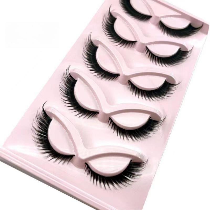 False Eyelashes, 5 Pairs Natural Look Lashes Winged False Eyelashes, Slender Fluffy Lashes, Faux Cat Eye Fox Fairy Eye Lashes (self Provided Adhesive), Eyelash Extensions Kit, Christmas, Christmas Gift