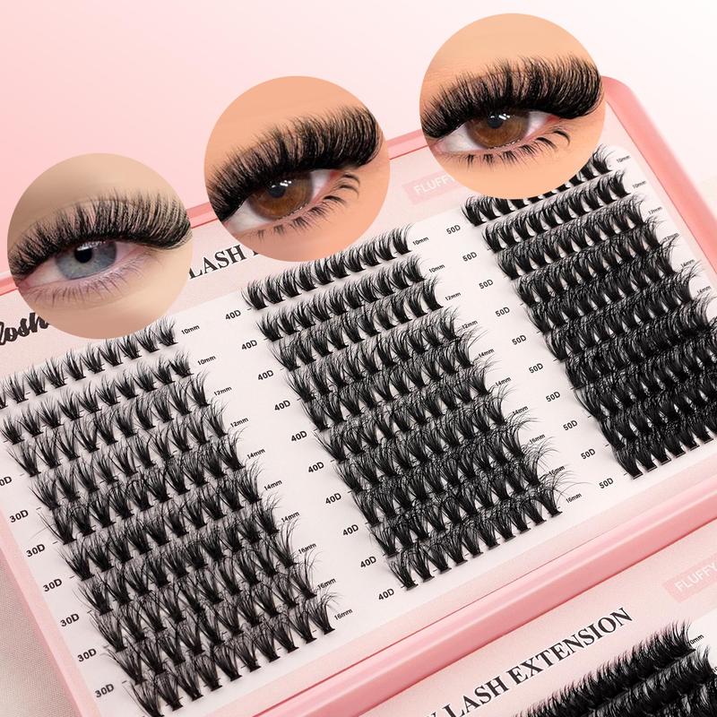 Mixed Length Individual False Eyelashes Kit, 1 Set Fluffy Curling False Eyelashes with Tools, Eye Makeup Accessories for Women, Christmas Gift