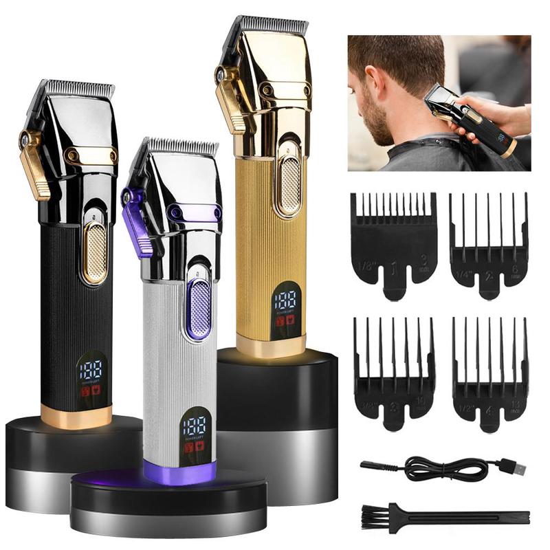 Professional Electric Hair Trimmer, 1 Set Hair Clipper with LCD Display & 4 Size Comb, USB Rechargeable Hair Trimmer for Hairstylist, Hairdresser, Salon, Christmas Gift, Split End Trimmer