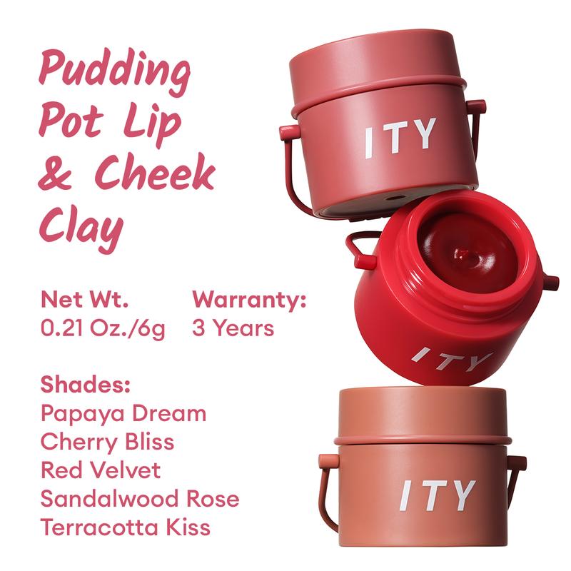 ITY Pudding Pot Lip and Cheek Clay Soft Matte Lipstick Velvet Satin Lip Mud with Brush Makeup Cosmetic it y blush