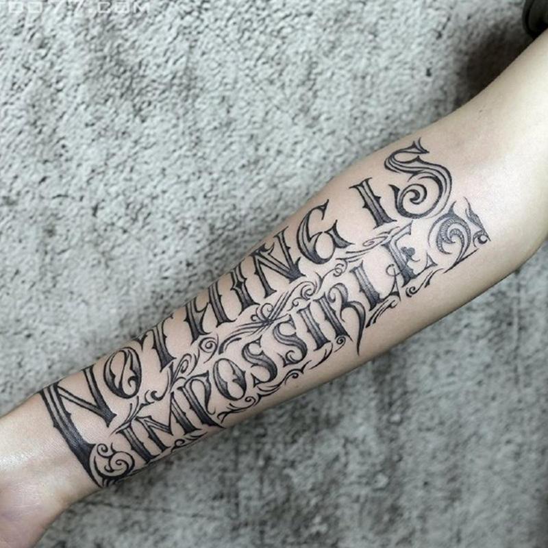 Nothing Is Impossible Slogan Design Temporary Tattoo Sticker, Life-Like Long Lasting Fake Tattoo for Women & Men, Realistic Body Decoration Tattoo for Arms, Neck, Ankle, Legs