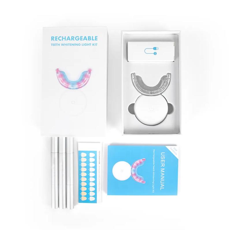 Oral Teeth Whitening Kit with LED Light and Carbamide Peroxide Gel - Enamel Safe and Gentle for Sensitive Teeth - Travel-Friendly - Easy to Use