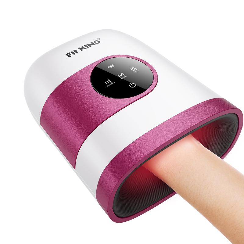 Hand Massager with Heat for Hand Massage and Finger Relief - Cordless & Portable & Touch Screen -  Gifts for Women Men Parents-Rose Red