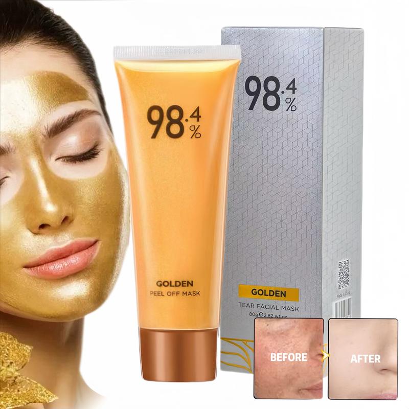 98.4% Gold Mask for Skin Moisturizing and Deep Cleansing - Tear-Off Mask with Gold Foil Facial Skincare