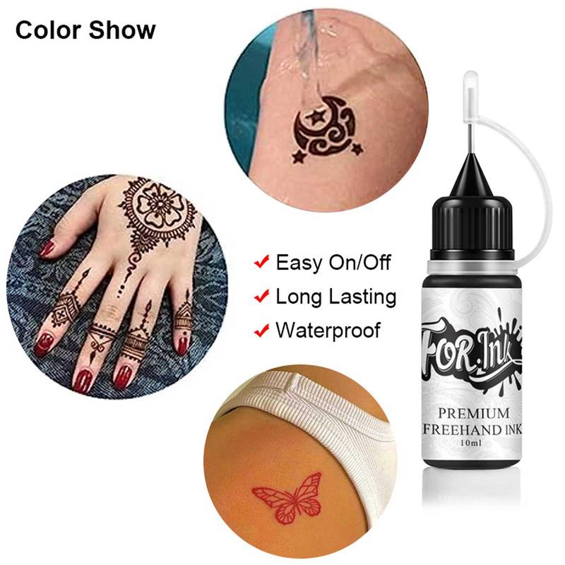 Temporary Tattoo Paint Set, 1 Set Including 7 Temporary Tattoo Stencils & 3 Tattoo Paints, Waterproof Temporary Body Art Tattoo for Party