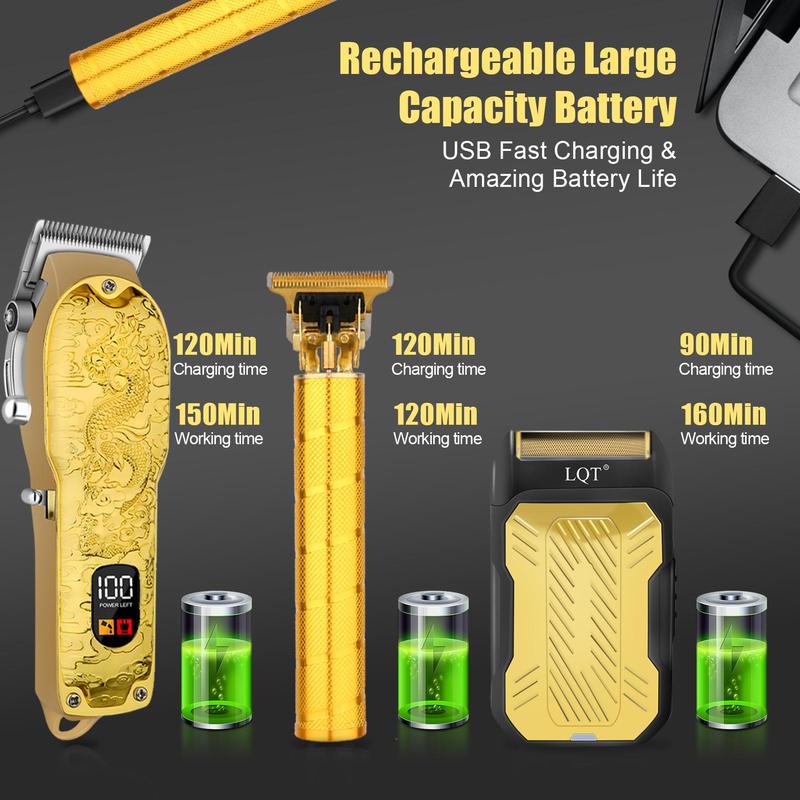 Rechargeable Barber Clippers Kit, 1 Set Professional Hair Trimmer & Shaver & Accessories, Trimmer Set, Hair Cutting Kit for Men, Barber Kit, Great for Stylists Barbershop Salon Home Use