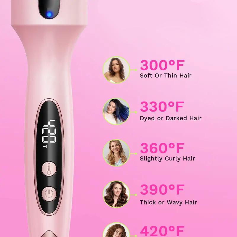 Thermal Brush Get Blowout Look, Quick Heating Hot Brush, Ceramic Tourmaline Ionic Curling Brush, Heated Curling Iron, Digital Display 9 Temperatures Curling Wand, Dual Voltage, 1.5 Inch