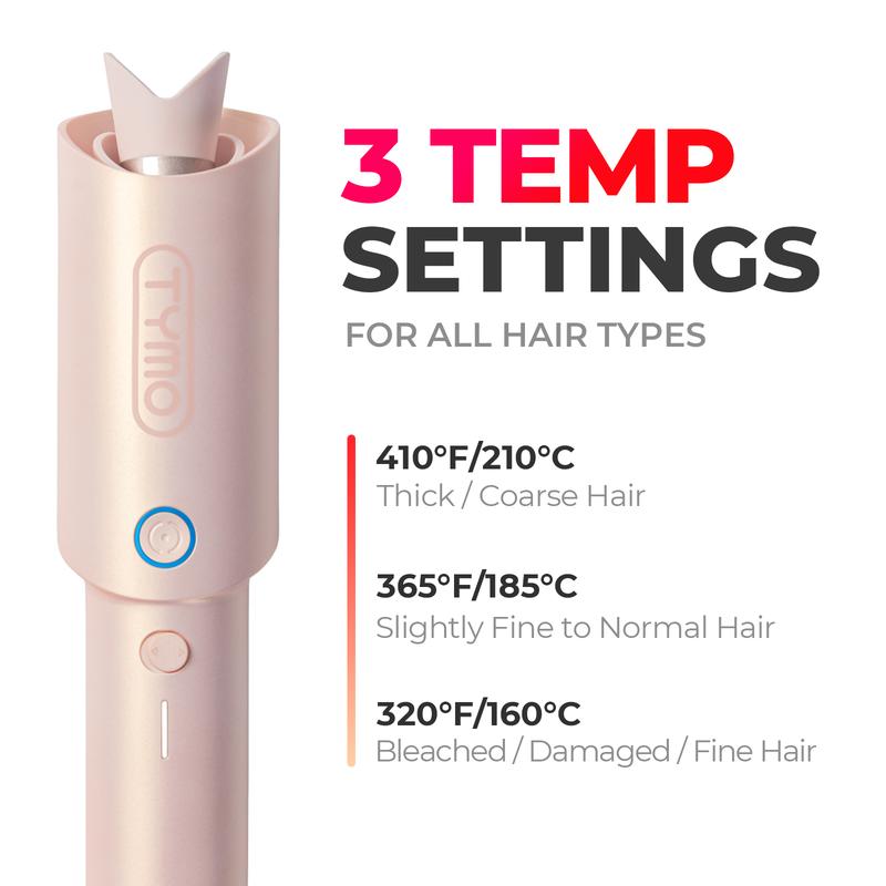 TYMO CURLGO - Cordless Automatic Curling Iron Negative Ionic with Comfort Handles comfortable handle