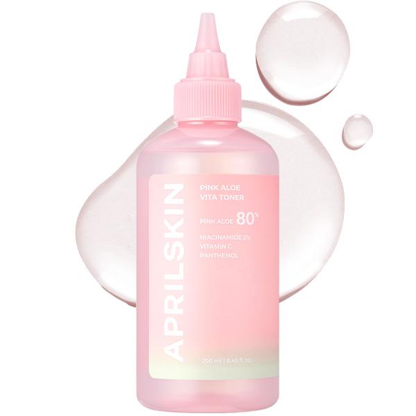 [APRILSKIN Official Shop] Pink Aloe Vita Toner (250ml) | Soothing, Hydrating & Sebum Care | Balances pH, Enhances Skin Tone | Korean Skincare | Glass Glow Aloe Vera Soothing Toner