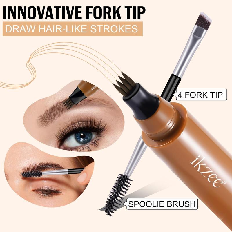 4 Fork Waterproof Eyebrow Pencil, 1 Count Long Lasting Eyebrow Pen, Anti Smudge Brow Styling Brush, Eye Brow Makeup Tool, Makeup Accessories