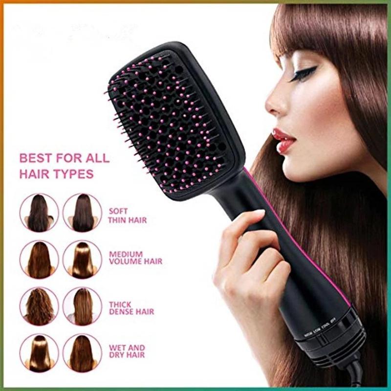 2 in 1 Hot Air Brush, 1 Box Negative Ion Hair Dryer Brush, Hair Styling Tool for Straightening & Curling, Hairdressing Tool for Women & Girls