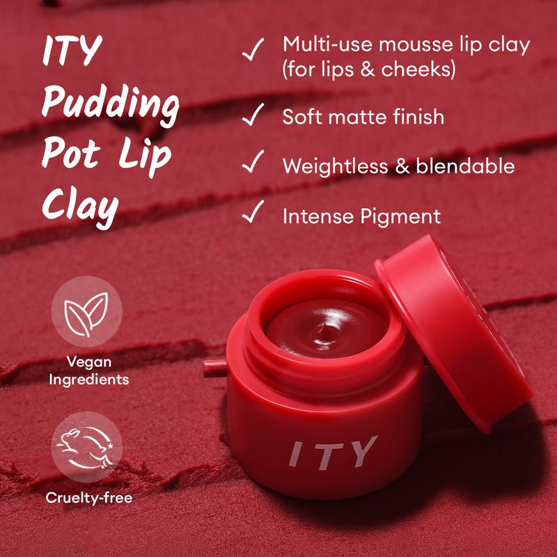 ITY Pudding Pot Lip and Cheek Clay Soft Matte Lipstick Velvet Satin Lip Mud with Brush Makeup Cosmetic it y blush