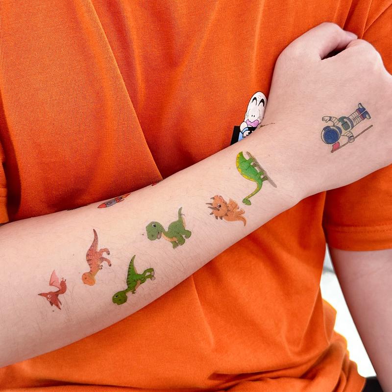 10 Sheets Tattoos for Kids, Mixed Styles Cartoon Temporary Tattoos Stickers with Dinosaur Cars Astronauts Sea Animals Monsters Trucks Cartoon Watch Space for Boys and Girls Birthday Games for Party