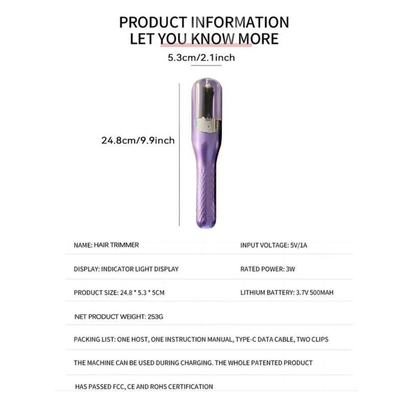 2 in 1 Rechargeable Cordless Split End Hair Trimmer Automatic Rechargeable Split Hair Clipper for Dry Damaged Splitting Broken Hair, Hair Styling Tools for Women, Hair Trimmer