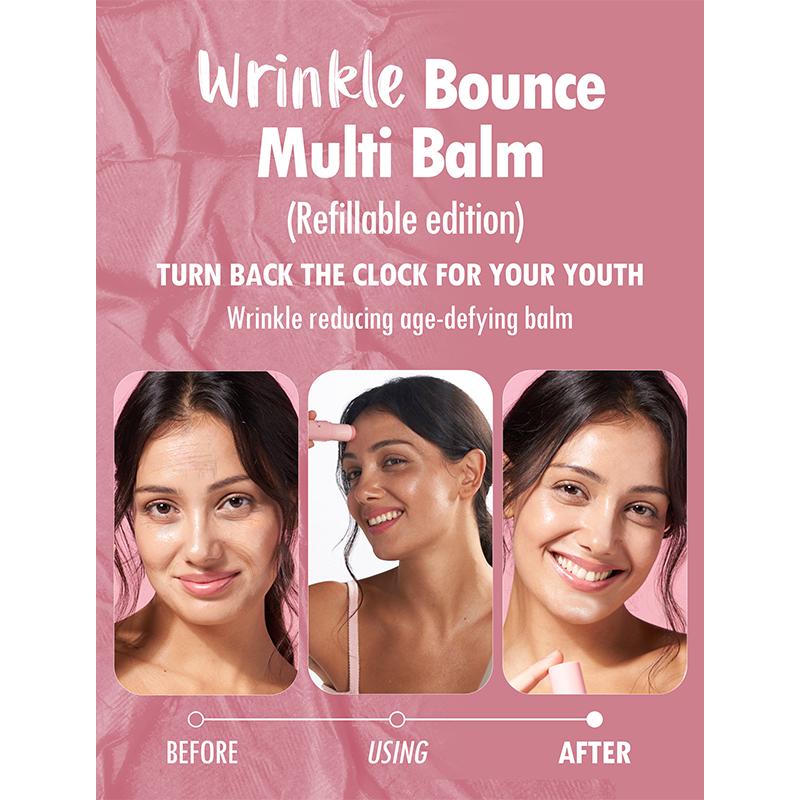 KAHI Wrinkle Bounce Multi Balm - Refill Kit for Reffilable Edition - All-in-One Hydrating Lip Balm Eye Neck Cream Make Up Base & Moisture (0.32 oz)