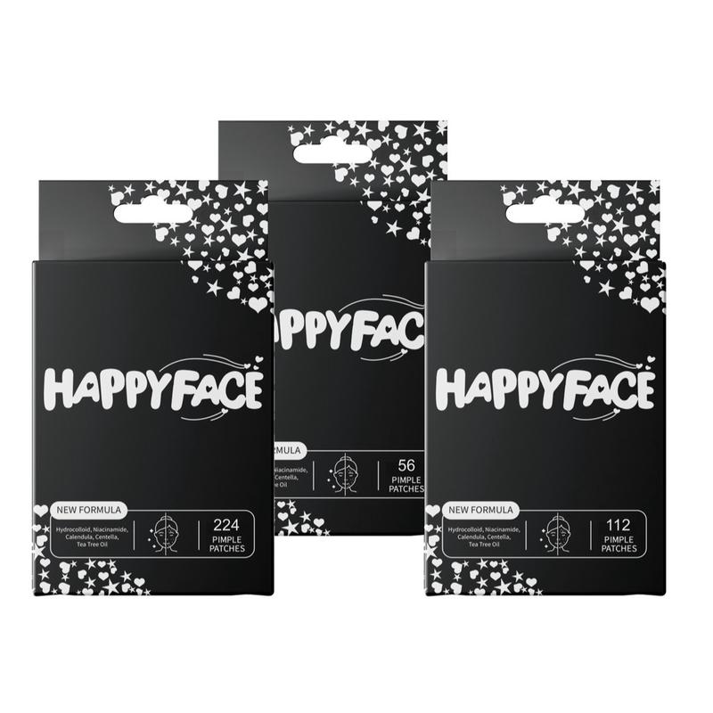 HappyFace EMO Pimple Patches, Black Star Acne Spot Dots, 56, 112, 224 Pack, Hydrocolloid, All skin types, Skincare, Skin Repair, Hypoallergenic