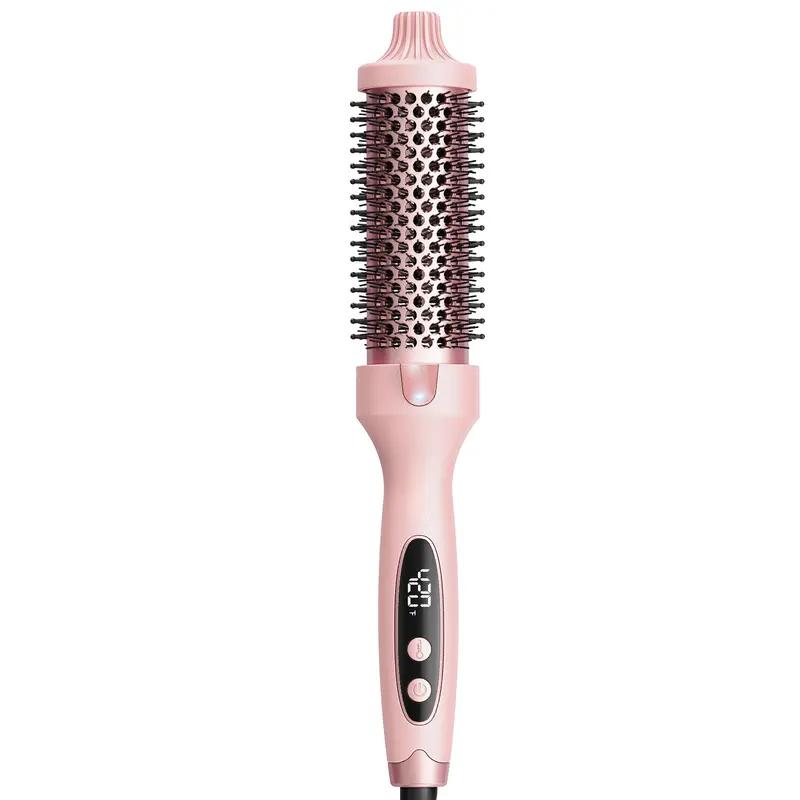 Thermal Brush Get Blowout Look, Quick Heating Hot Brush, Ceramic Tourmaline Ionic Curling Brush, Heated Curling Iron, Digital Display 9 Temperatures Curling Wand, Dual Voltage, 1.5 Inch