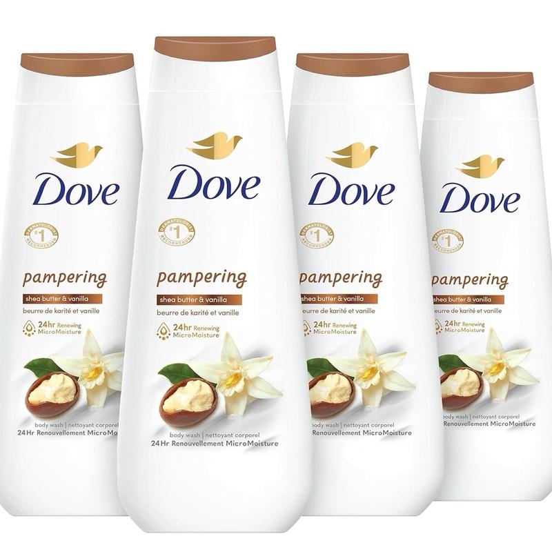 Dove Body Wash Deep Moisture 4 Count For Dry Skin Moisturizing Skin Cleanser with 24hr Renewing MicroMoisture Nourishes Body Care Soap Moisturizer Gentle Hydrating Skin Care