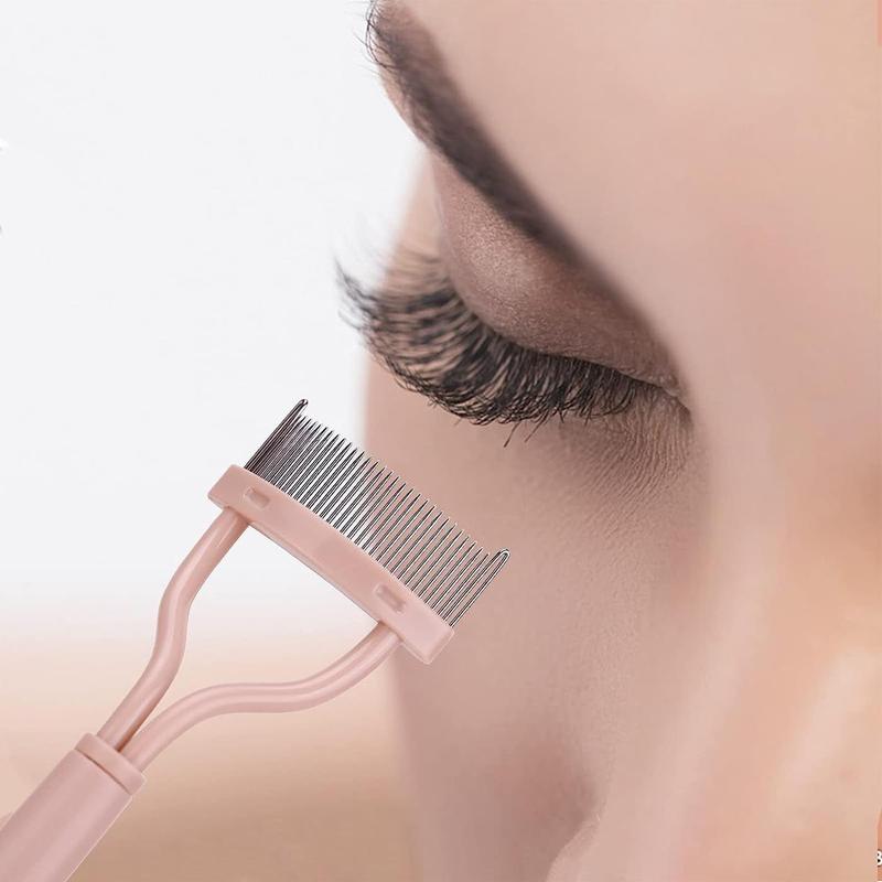 Portable Eyelash Comb, Xmas Foldable Semi-arc Steel Needle Eyelash Comb, Beauty Makeup Tool For Women Girls, Christmas Gift