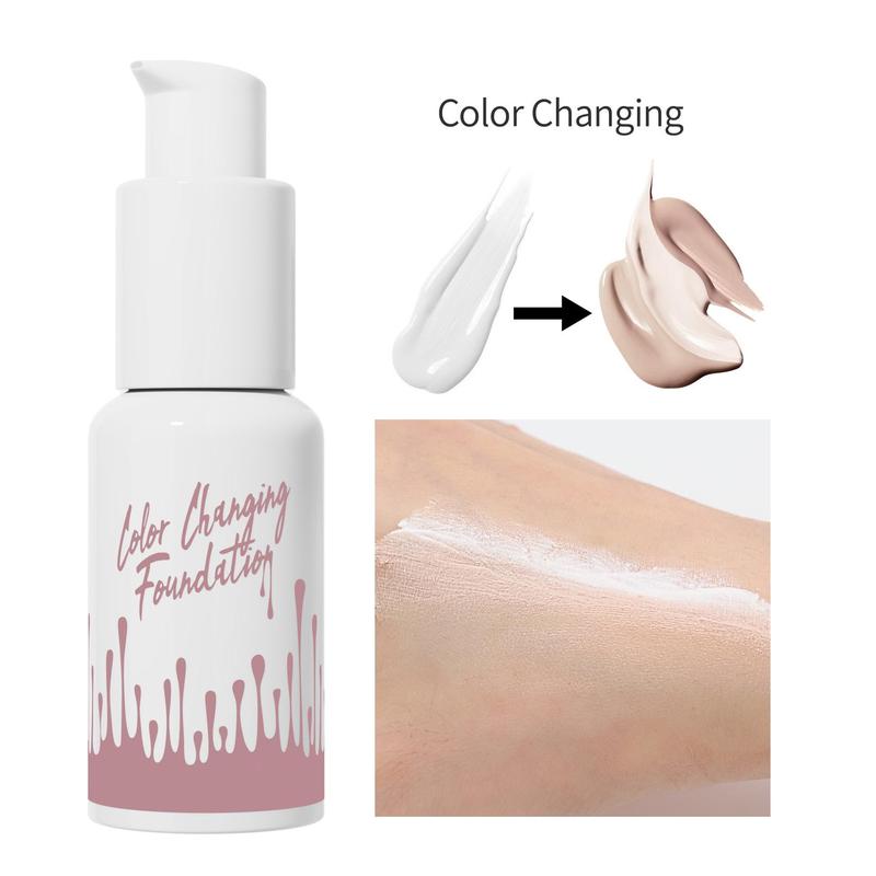 Color Changing Foundation, Long Lasting Liquid Foundation, Moisturizing Full Coverage Flawless Makeup Cream, Makeup Product for Women & Girls, Christmas Gift