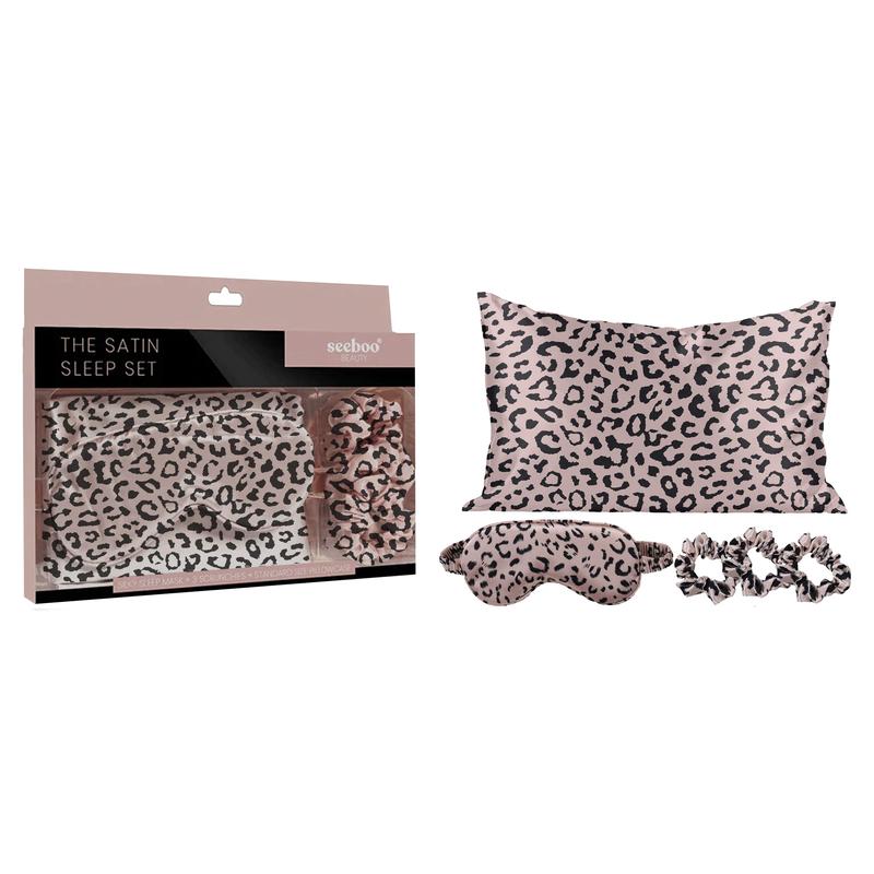 De-Stressing Satin Sleep Set – Eye Mask, Pillowcase & 3 Scrunchies for Restful Sleep, Skin & Hair Care Luxury Soothing Luxury Soothing