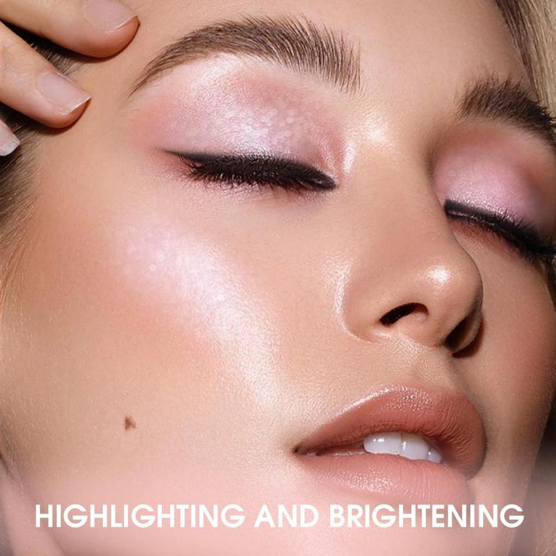 Portable Glitter Highlighter Powder, Shimmering Highlighter Palette, Long Lasting Pearly Makeup Powder, Facial Brightening Cosmetics