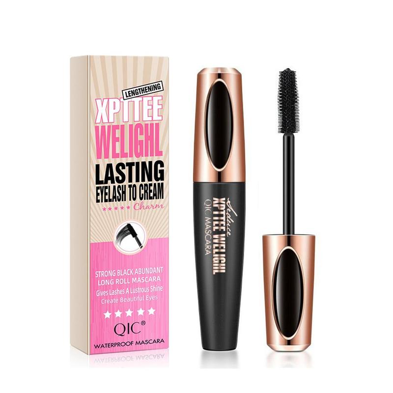 Waterproof 4D Eyelash Lengthening Mascara, 1 Count Long Lasting Quick Drying Sweat Proof Eyelash Extensions Volume Building Mascara, Professional Eye Enhancement Makeup Products