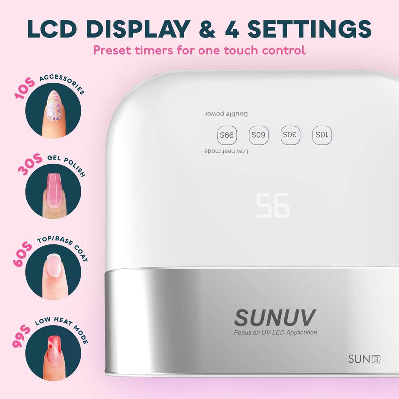 SUNUV SUN3 Gel Nail Lamp - UV LED 48W for Manicure