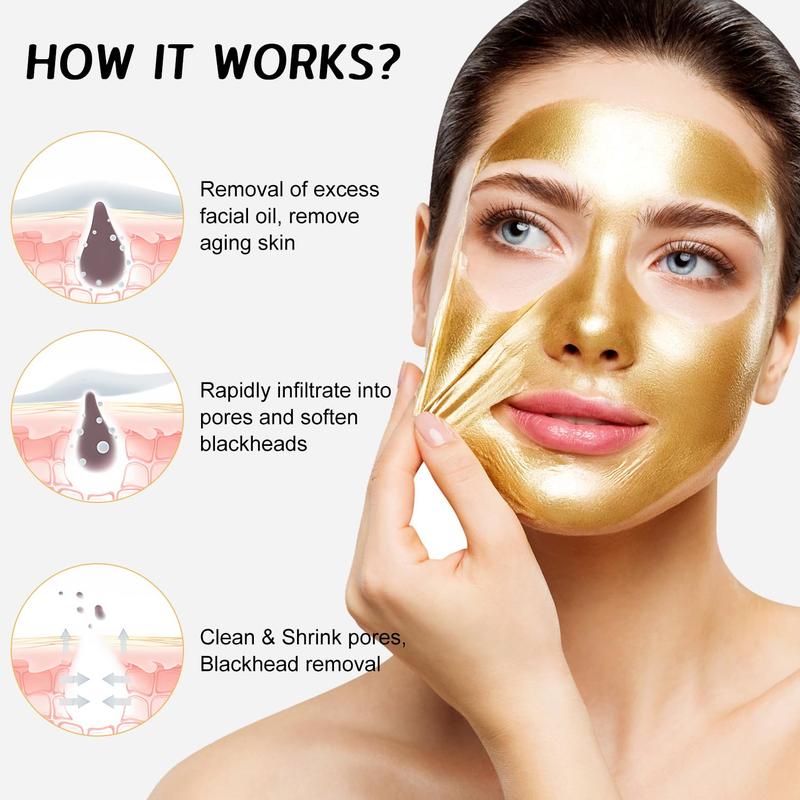 98.4% Gold Mask for Skin Moisturizing and Deep Cleansing - Tear-Off Mask with Gold Foil Facial Skincare