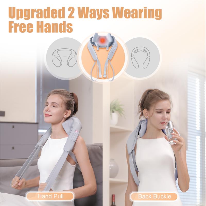 neck and shoulder massage shawl massagers with Heat - Deep Tissue 6D Kneading Pillow, Foot, Legs,Body - Relieve Muscle Pain Mothers day gift