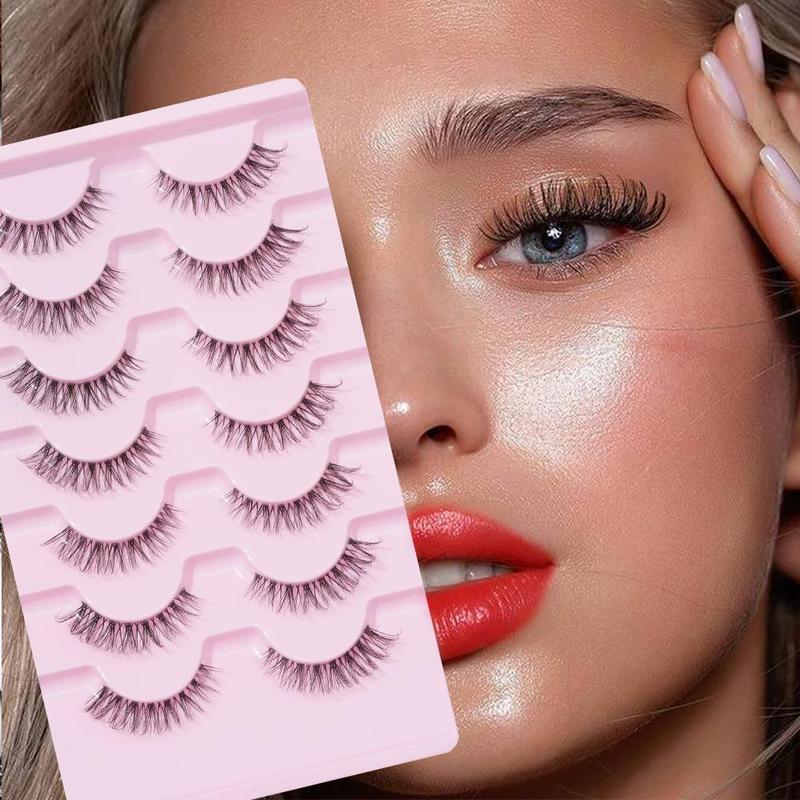 Natural False Eyelashes for Women, 1 Set Wispy D Curl Faux Cluster Lashes, Natural Curling Lashes for Eyelashes Extensions, Eye Makeup, Christmas Gift Accessories