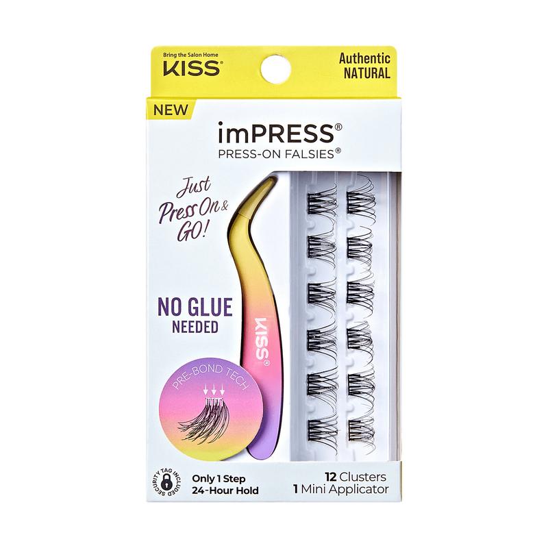 imPRESS Falsies Self Adhesive Eyelashes, 12 Lash Clusters + Applicator - Authentic