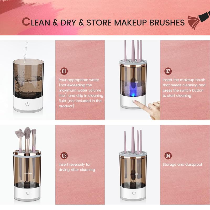 Electric Makeup Brush Cleaner, Automatic Spinning Brushly Pro Makeup & Cosmestic Brush Cleaner, Deep and Gentle Cleaning Brush Blender for All Size Beauty Makeup Brushes, Gift for Women Wife